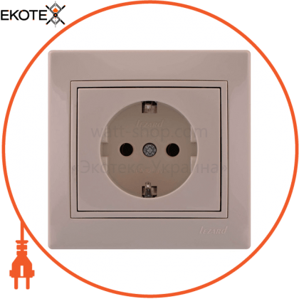 Розетка з/з - FireProof Бакеліт 701-0303-122B Колір Крем / Крем 250V 16A~, Lezard, 701-0303-122B