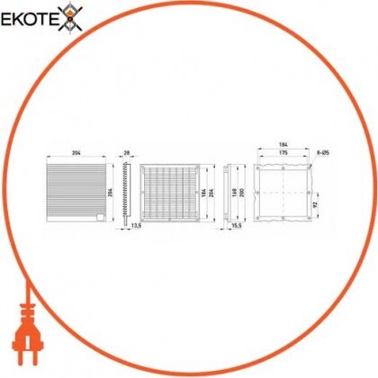 Enext s0102041 решетка с фильтром e.climatboard.06 до вентилятора 150х150мм