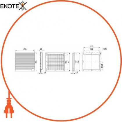 Enext s0102043 решетка с фильтром e.climatboard.08 до вентилятора 200х200мм