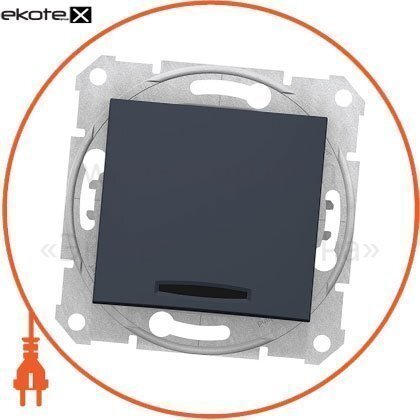 Sedna Перемикач 2 полюсний 10AX світловий індикатор, без рамки графіт, Schneider, SDN0201170