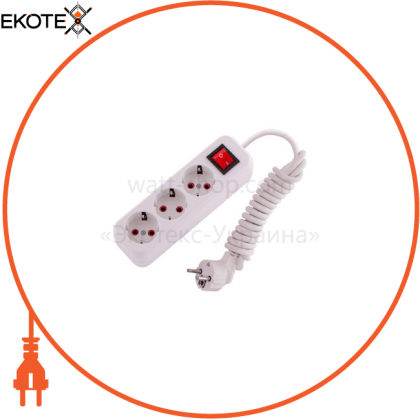 Подовжувач з/з 3 вх. 2 мт, з викл 720 0302 302 250V 16A~ / 3 x 1 mm, Lezard, 720-0302-302