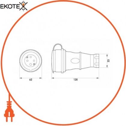 Силова розетка переносна з захисною кришкою каучукова e.socket.rubber.061.16, 4п., 16А, Enext, s9100036