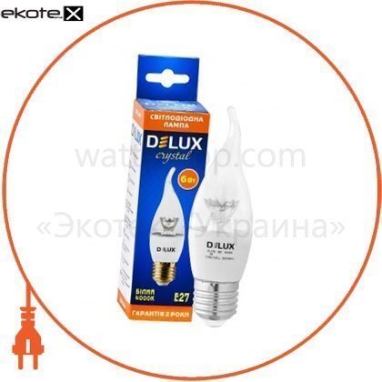 Delux 90011804 лампа светодиодная delux bl37b 6 вт tail 4000k 220в e27 теплый белый crystal