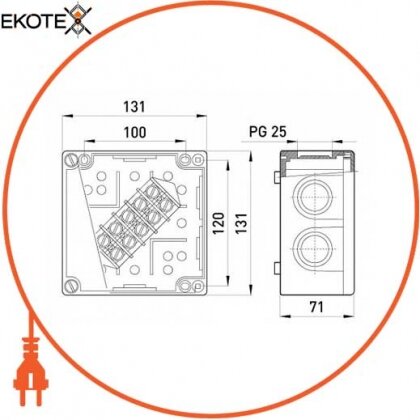 Коробка розподільна пластикова 6, IP44, 380 В, 5*10, Enext, 38