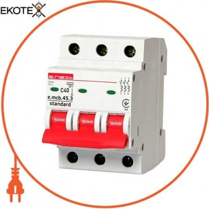 Enext s002035 модульный автоматический выключатель e.mcb.stand.45.3.c40, 3р, 40а, c, 4,5 ка