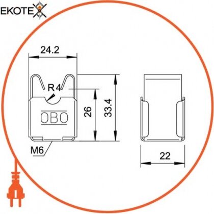 Enext 5207339 безболтовой держатель для круглых проводников d 8 мм, со сквозным отверстием d 5 мм obo bettermann