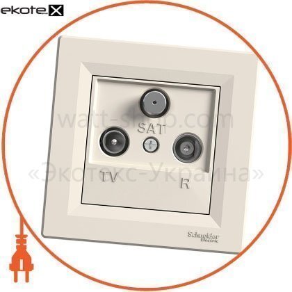 Asfora TV-R-SAT Розетка крайова 1дБ кремовий, Schneider, EPH3500123