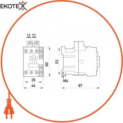Enext i.0090071 контактор e.industrial.ukc.9.24, 9a, 24в, 1no+1nc
