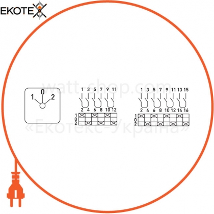 Enext i0360012 пакетный переключатель в корпусе e.industrial.sb.1-0-2.4.20, 3р+n, 20а (1-0-2)