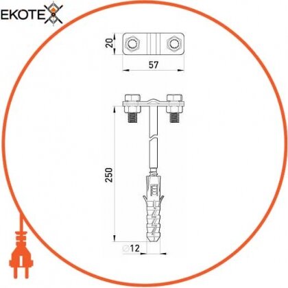 Enext z0020136 держатель прута на стене dr 8-10 (l=250)