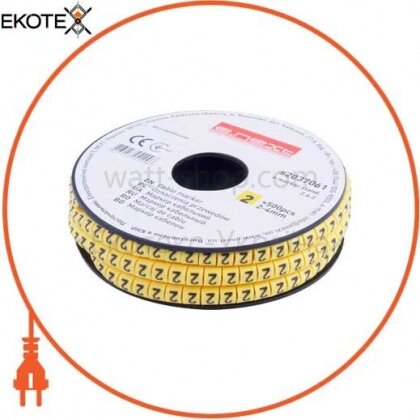 Маркер кабельний e.marker.stand.2.4.2, 2-4 кв. мм, "2", 500 шт, Enext, s2037061