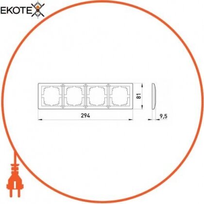 Рамка e.lux.10084L.4.fr.aluminium 4-місцева, "алюміній", Enext, ins0040092