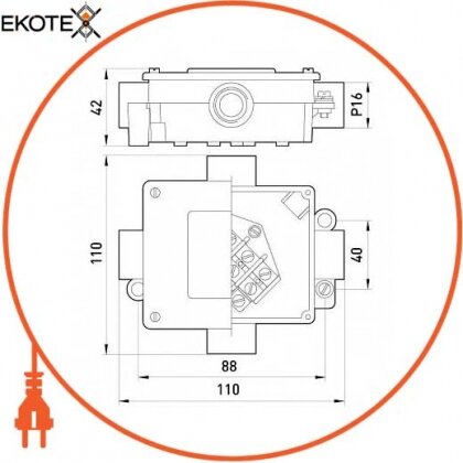Коробка розподільна меаллическая Р16/4, IP 44, 400 B, 5*4, Enext, 21