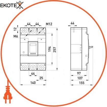 Enext i0010032 силовой автоматический выключатель e.industrial.ukm.400s.315, 3р, 315а