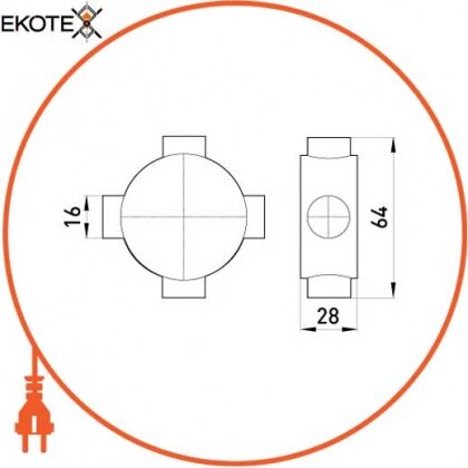 Enext s7035004 коробка e.pipe.4.db.stand.16 соединительная трубная, 4 ввода, d16мм