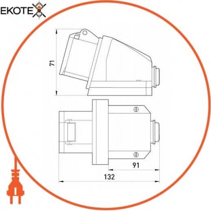Силова розетка стаціонарна e.socket.pro.4.16, 4п., 380В, 16А (114), Enext, p012004