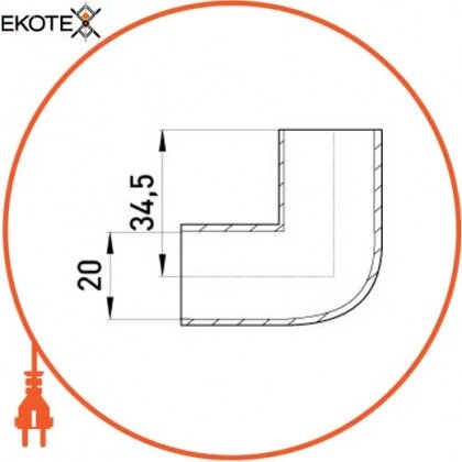 Enext s3035002 угловой соединитель e.pipe.angle.stand.20 для труб d20мм