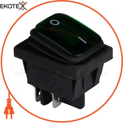 Клавішний перемикач ENERGIO KCD2-201WN Gr / Bk ON-OFF 1 клавіша з підсвічуванням IP54, ENERGIO, 61360