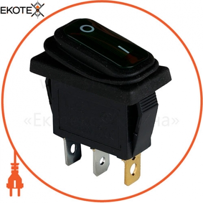 Клавішний перемикач ENERGIO KCD3-101WN Gr / Bk ON-OFF 1 клавіша з підсвічуванням IP54, ENERGIO, 61382