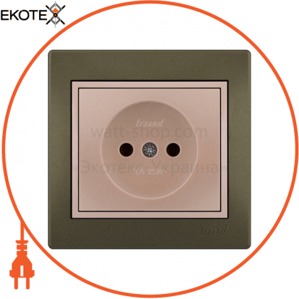 Розетка б/з - FireProof Бакеліт 701-3130-121B Колір Прохідна 250V 16A~, Lezard, 701-3130-121B