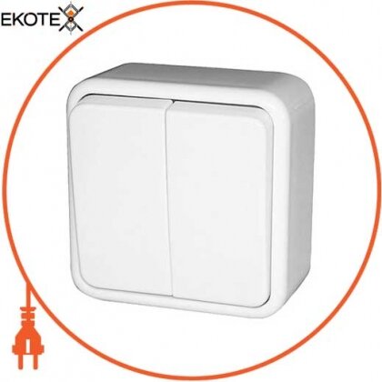 Enext p043003 выключатель двухклавишный e.touch.1112.w.blister для наружного монтажа, белый, в блистерной упаковке