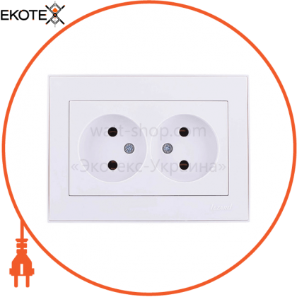 Розетка подвійна б/з - FireProof Бакеліт 703-0202-128B Колір Білий/Білий 250V 16A~, Lezard, 703-0202-128B