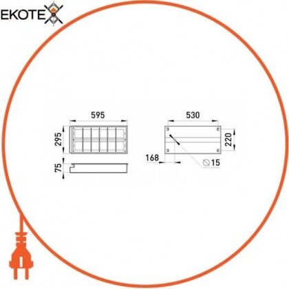 Enext l001038 светильник люминесцентный растровый встроенного типа e.lum.raster.flush.2.20.b 2х20w, спаренная пра