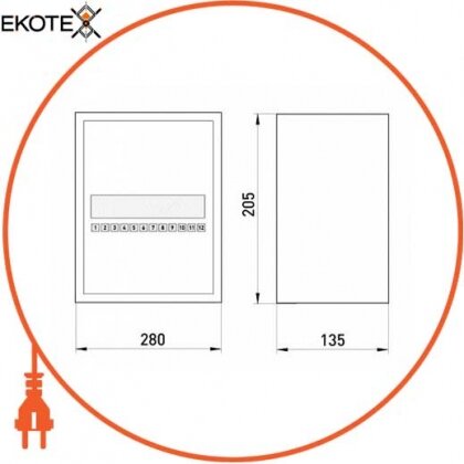 Enext s0100020 корпус e.mbox.stand.n.12. z металлический, под 12 мод., навесной, с замком