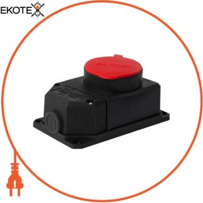 Силова розетка стаціонарна з захисною кришкою каучукова e.socket.rubber.062.16, 4п., 16А, Enext, s9100037
