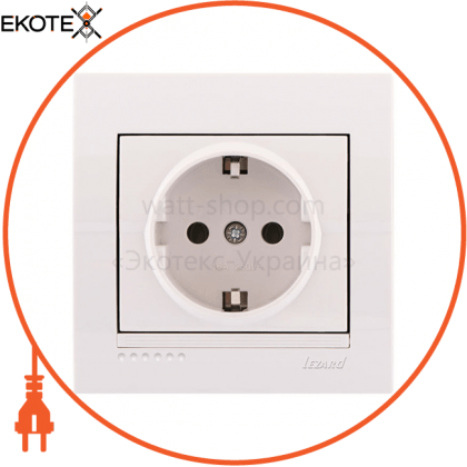 Розетка з/з - FireProof Бакеліт 702-0202-122B Колір Білий/Білий 250V 16A~, Lezard, 702-0202-122B