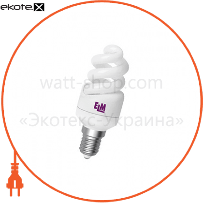 ELM 17-0023 лампа энергосберегающая es-12 7w 2700k e14  17-0023