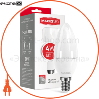 Maxus 1-LED-5312 лампа светодиодная c37 cl-f 4w 4100k 220v e14