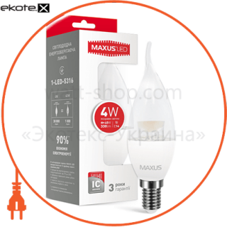 Maxus 1-LED-5316 лампа светодиодная c37 cl-t 4w 4100k 220v e14