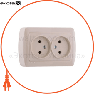 Розетка подвійна б/з закритий корпус, Lezard, 711-0400-128