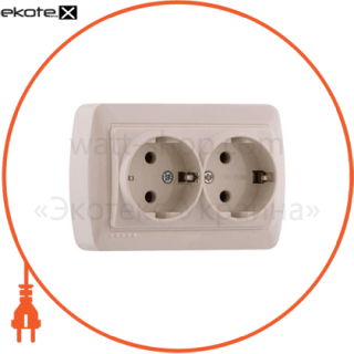 Розетка подвійна з/з закритий корпус, Lezard, 711-0400-127