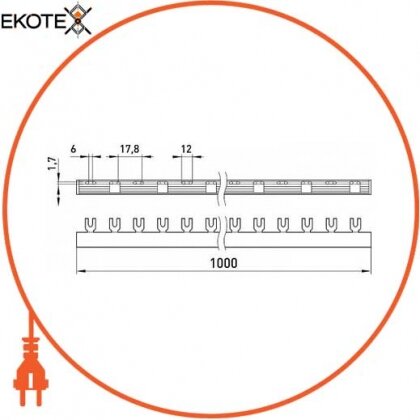 Enext s180006 шина соединительная e.bc.u.stand.2.100 вилочного u-типа 2р, 100а