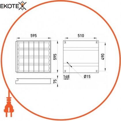 Enext l001061 светильник люминесцентный растровый встроенного типа  e.lum.raster.flush.4.20.b.c 4х20w, спаренная пра, компенсированный