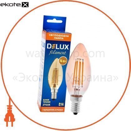 Delux 90011682 лампа светодиодная delux bl37b 4 вт 2700k 220в amber filament e14 теплый белый