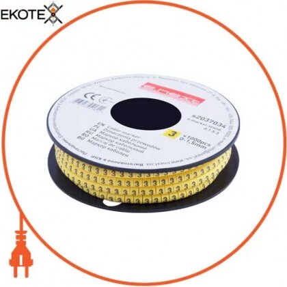 Enext s2037034 маркер кабельний e.marker.stand.0.1.5.3, 0-1,5 кв.мм, 3, 1000 шт