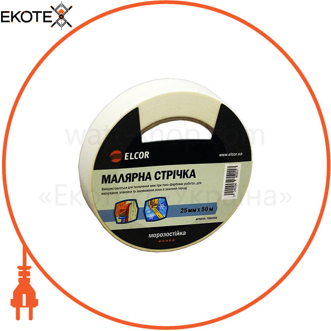 Малярська стрічка ELCOR TEM2550 25мм * 50м, Elcor, 40206802