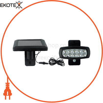 Світильник на сон.батареї LED 2W 6400K 150lm з сенсором настінний чорний, Horoz Electric, 078-008-0001-010