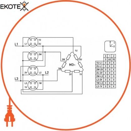Enext 8625-200 пакетный переключатель lk40 / 4.322-zк / 45 щитовой, с передней панелью (под пломбирования), 0-1-2, 40а
