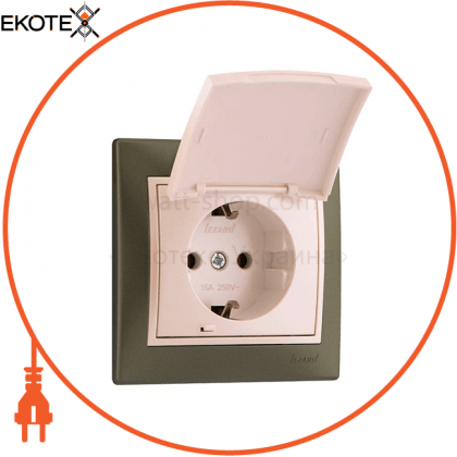 Розетка з/з з кришкою кераміка 701-3130-123 Колір Прохідна 250V 16A~, Lezard, 701-3130-123
