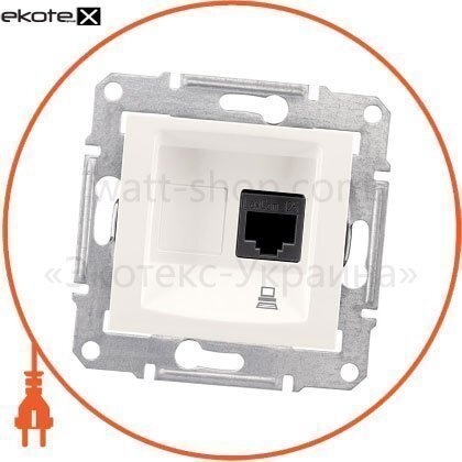 Sedna Розетка одинарна PC RJ45 cat.5e STP без рамки, кремовий, Schneider, SDN4500123