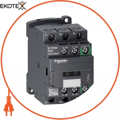 TeSys D contactor 3P 9A AC-3 up to 440V coil 100-250V AC / DC, Schneider, LC1D09KUE