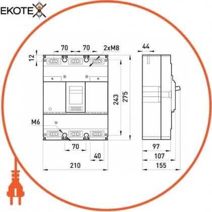 Силовий автоматичний вимикач e.industrial.ukm.630S.500, 3р, 500А, Enext, i0010028