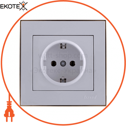 Розетка з/з - FireProof Бакеліт 703-0226-122B Колір Білий /Золото 250V 16A~, Lezard, 703-0226-122B