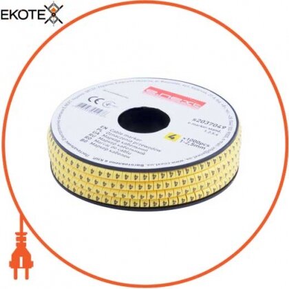 Маркер кабельний e.marker.stand.1.2.5.4, 1-2,5 кв. мм, "4", 1000 шт, Enext, s2037049