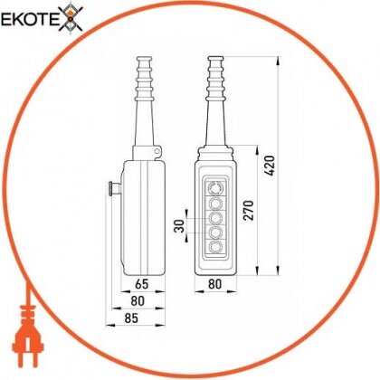 Тельферный пост e.cs.stand.xac.a.4813.2, чотирикнопковий з кнопкою стоп, Enext, s007011
