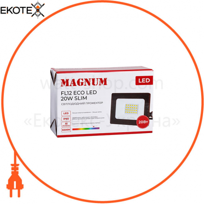 Прожектор светодиодный MAGNUM FL12 ECO LED 20Вт slim черн. 6500К IP65